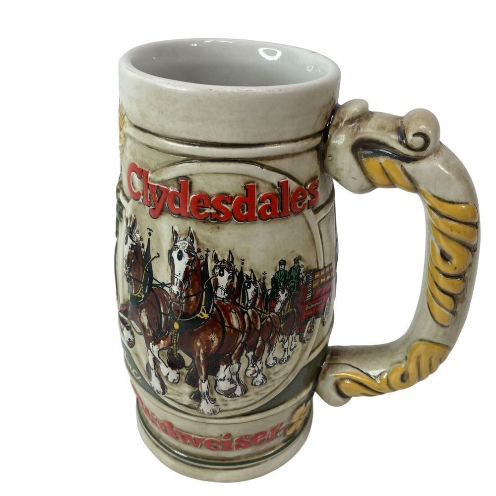 1980s Budweiser Clydesdale Beer Stein Vintage‎ Anheuser-Busch RARE Brazil